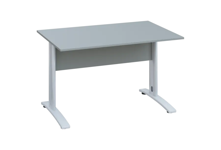 EPK 28 - 12 stůl kancelářský, kovová podnož bílá, deska 25 mm, široký 1200 mm, šedá